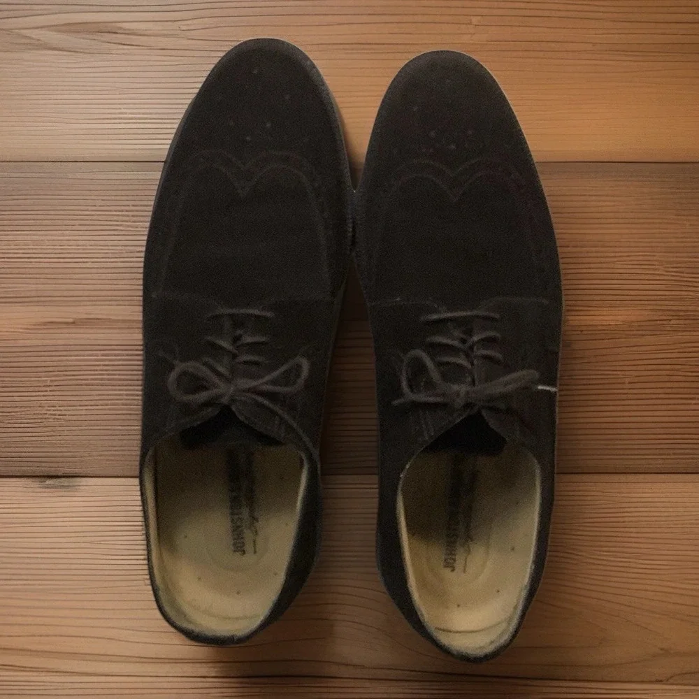 Johnston & Murphy‎ Wing Tip Dark Brown Suede Mens 10.5 Oxford